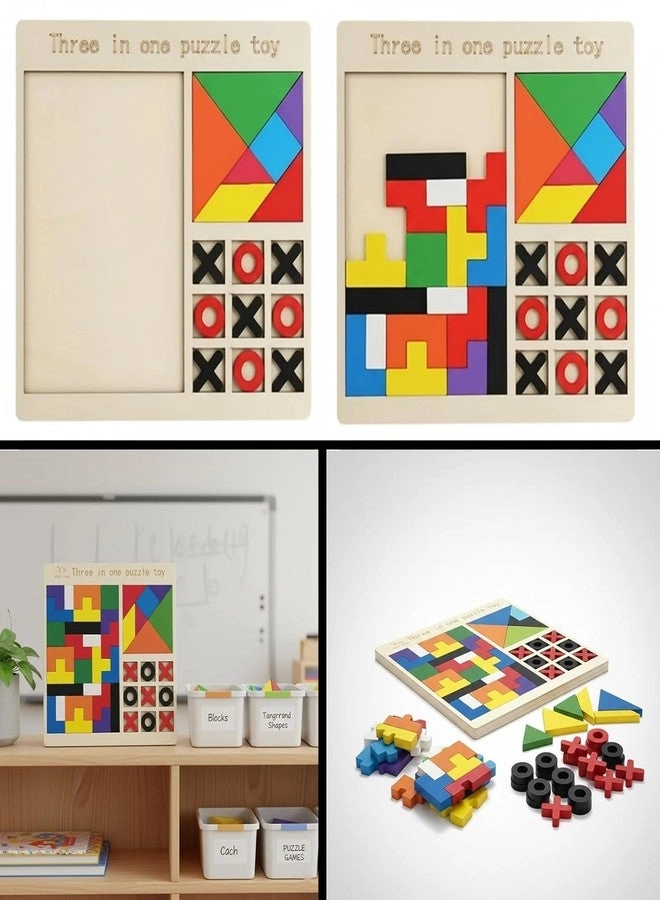 Square Tangram Wooden Puzzle - 40 pcs