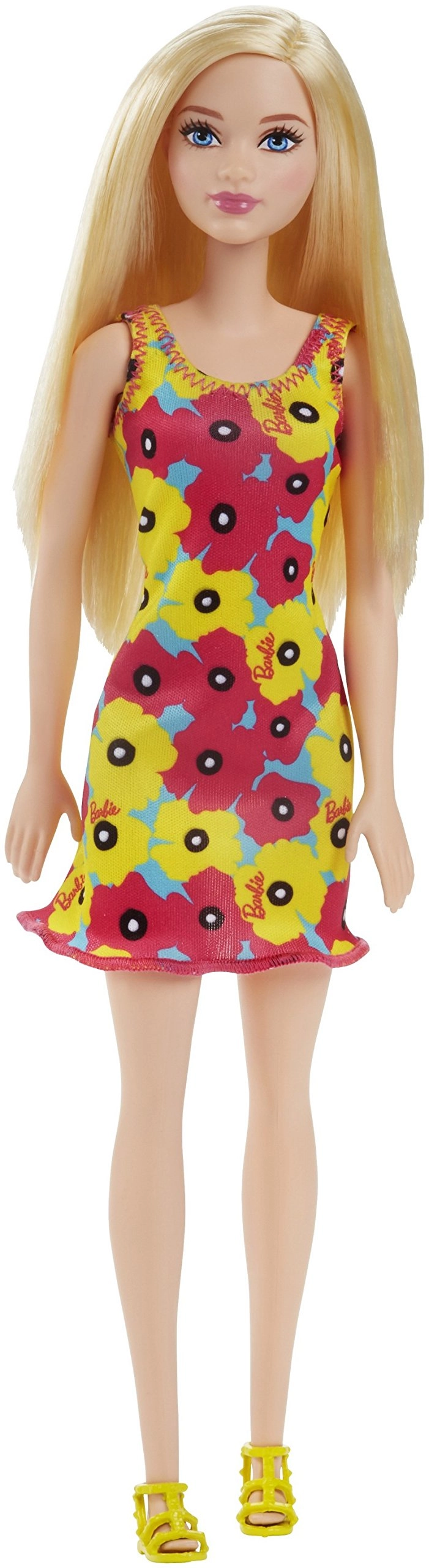 Barbie Fashion Doll - 12 Inch Yellow and Pink Flowers Floral Design Dress Ages 3+