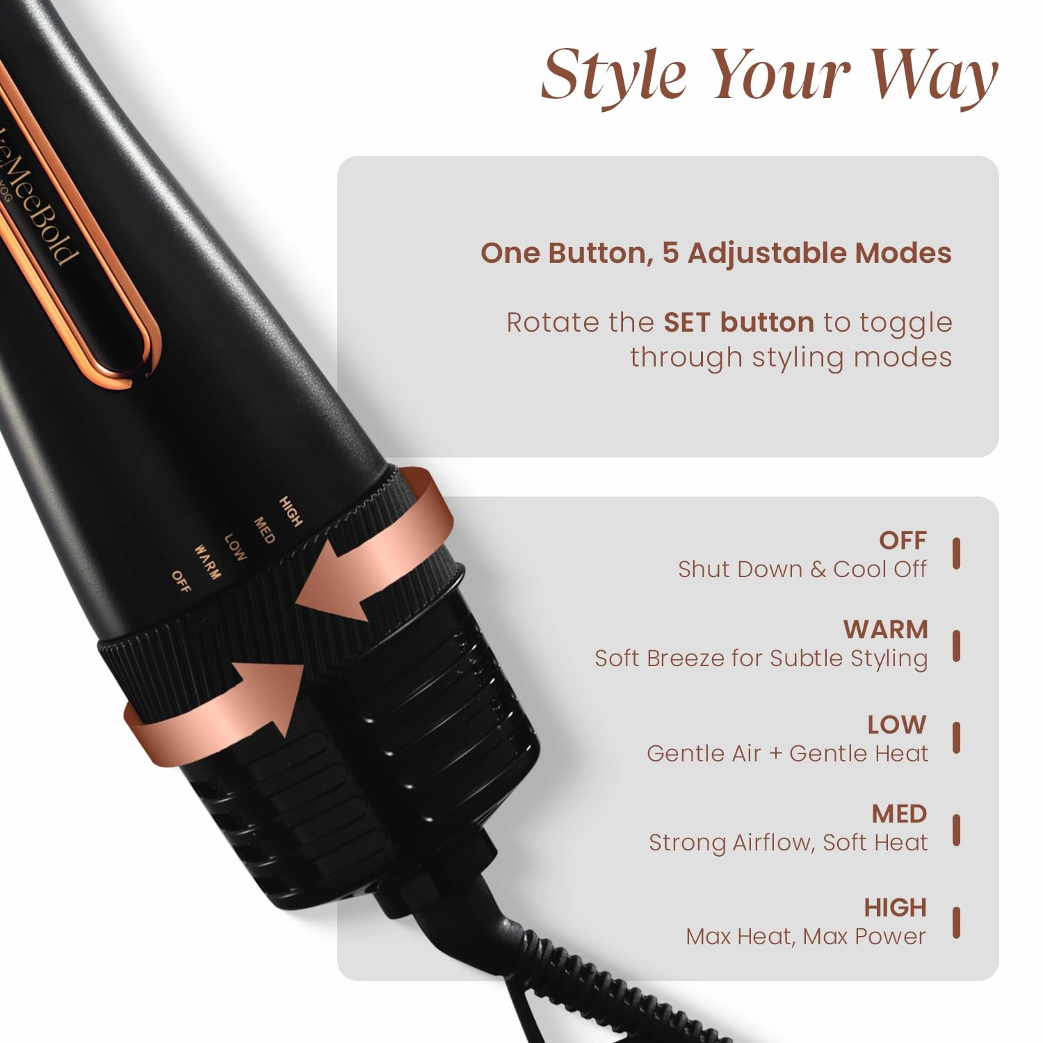Hot Air Brush + Automatic Hair Curler + Hair Straightening Brush
