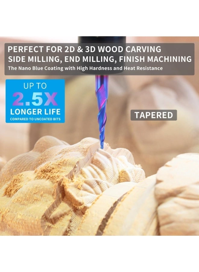 Tapered Ball Nose End Mill - 1.0MM 5PCS 4MM