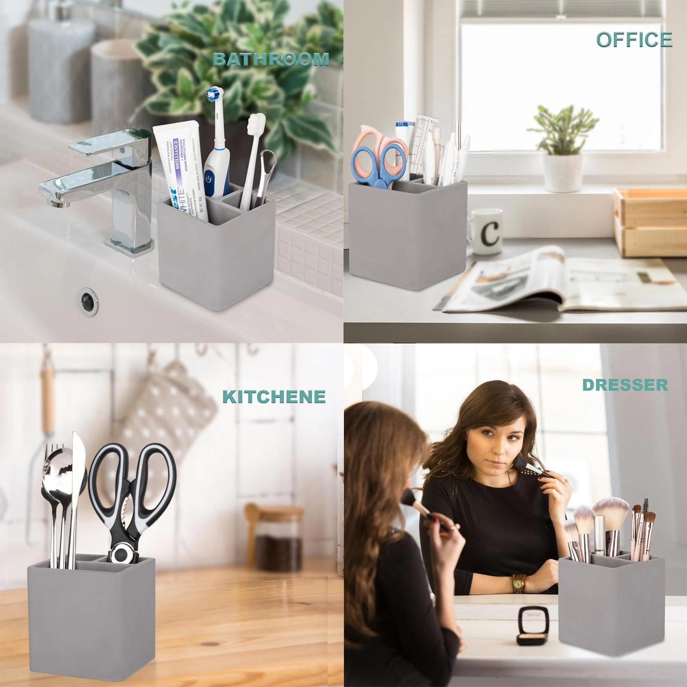 Diatomite Toothbrush Holder - Bathroom Countertop Shower Vanity 3 Slots