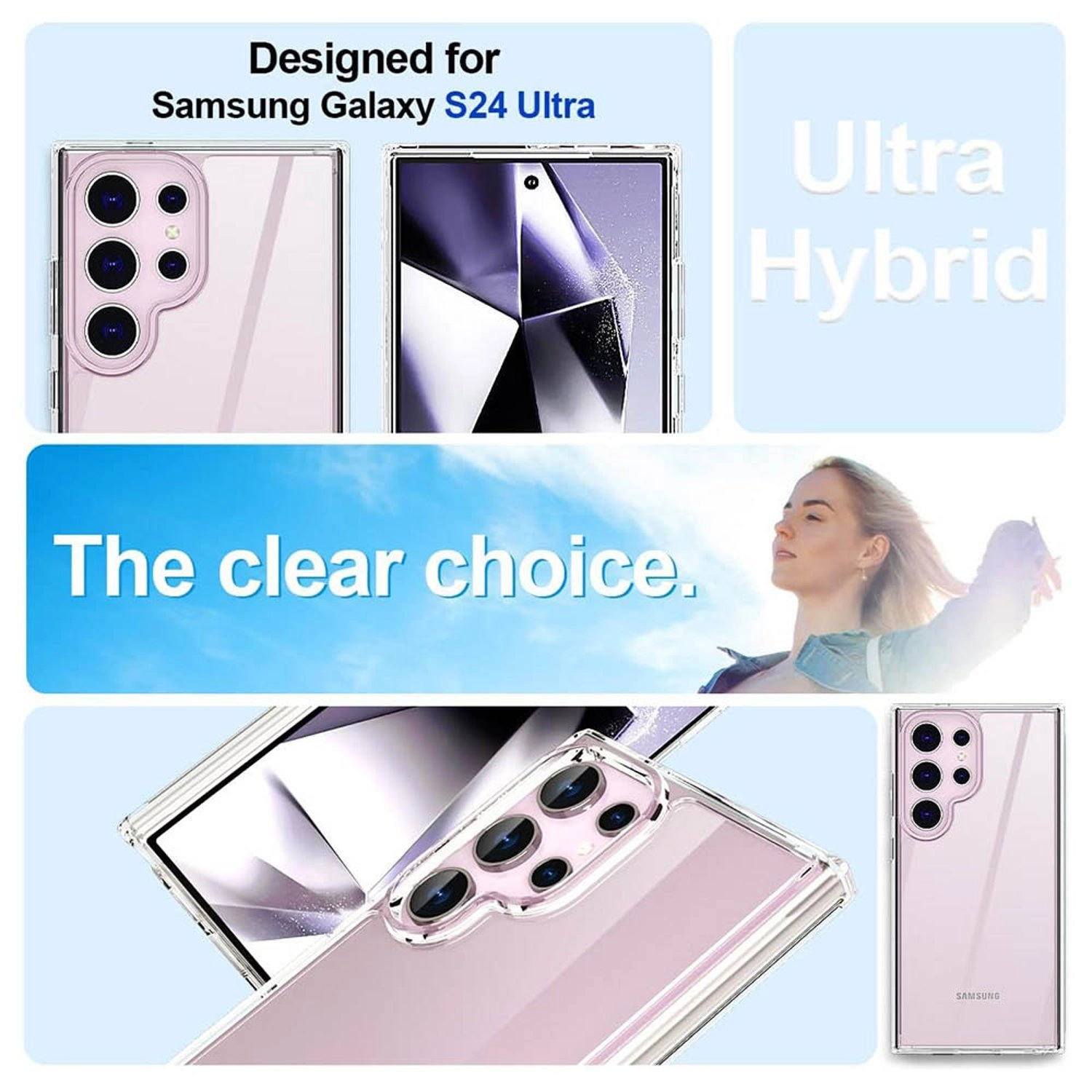 Crystal Clear Transparent Back Case for Samsung Galaxy S24 Ultra