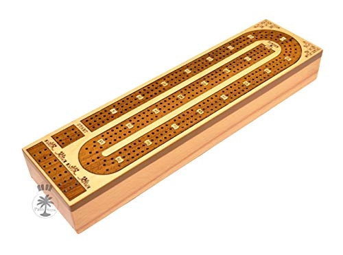 3 Track Cribbage Board - 29 shape Blood wood / Maple