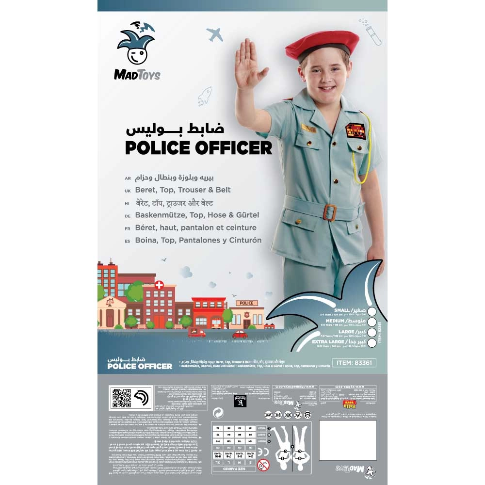 Police Officer Professions Costume - Large (7-8 years)