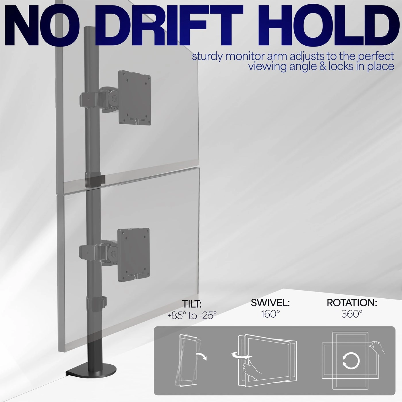 Dual Vertically Stacked Ultra-Wide Monitor Desk Mount - 49 inch