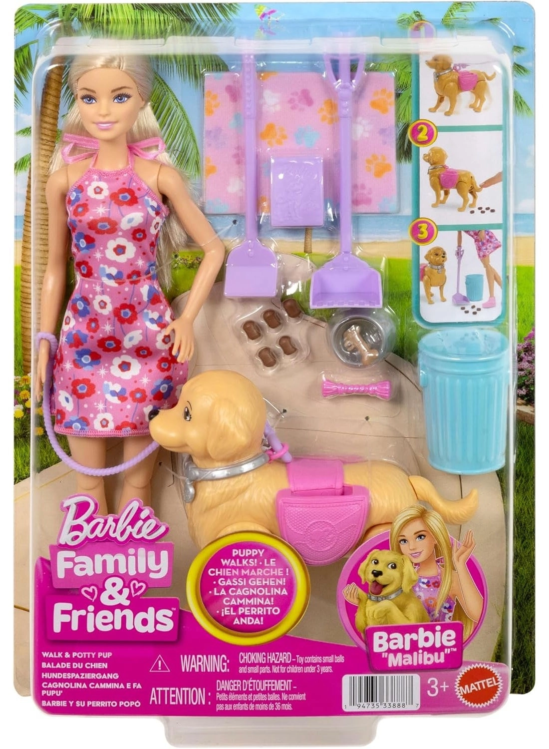 Walk & Potty Pup - walks and goes potty + Malibu Doll