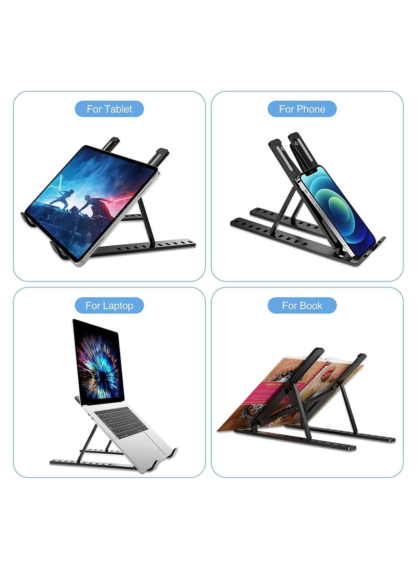 Laptop Stand - 10-17 inch 6 Height + Carry Pouch