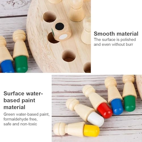 Wooden Memory Chess - Color Memory Matching Kids 4-6