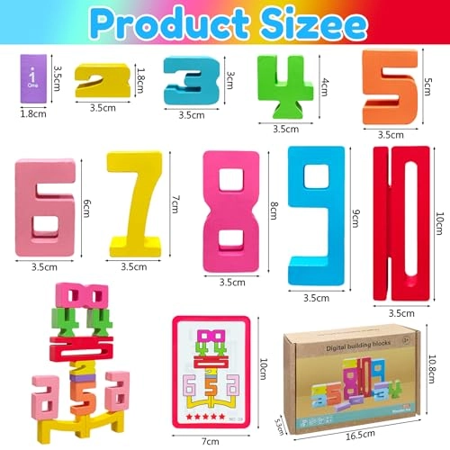 Wooden Number Building Blocks - 3+ Years Old 20 pieces