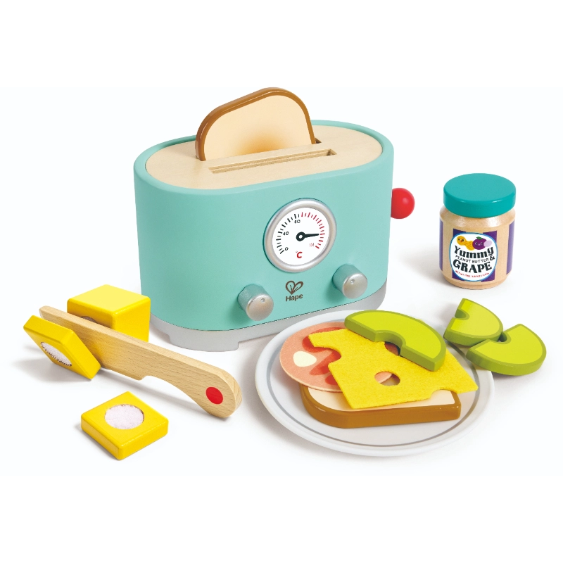 Hape Ding & Pop-up Toaster Wooden Playset - 15 pcs (531-E3215)