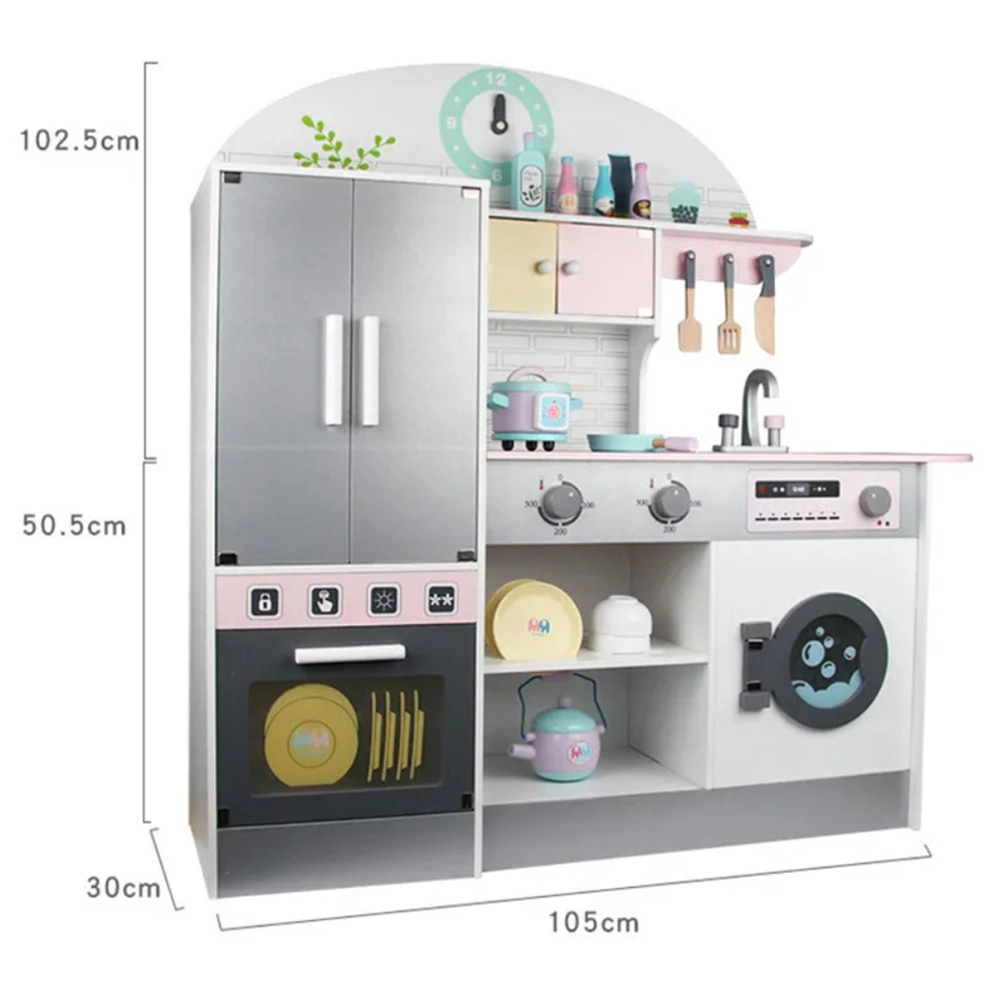 Kids Wooden Japanese Kitchen Toy Role Playset - Suitable for 3 years & above 102.5 x 105 x 30 cm (GF-MSN19033)