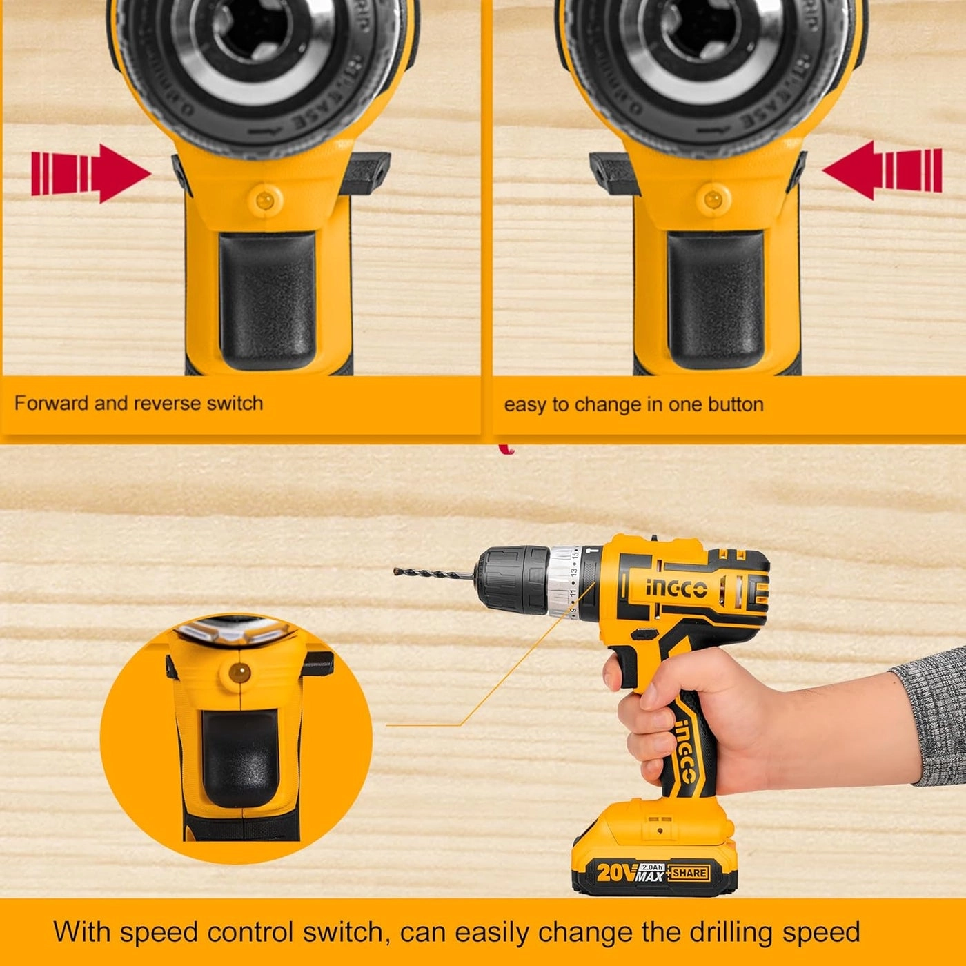 20V Cordless Impact Drill - 2x2.0Ah