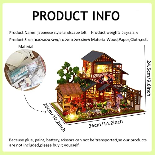 Miniature Dollhouse Kit - Japanese Style Painting Style Courtyard Scene