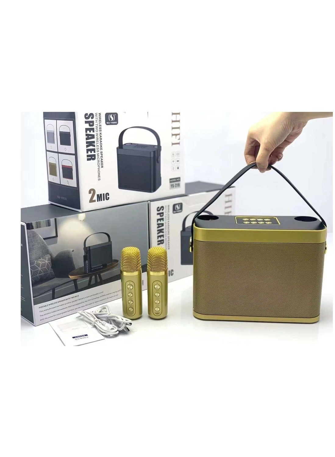 M25 Karaoke Bluetooth Speaker - Dual Wireless Microphone