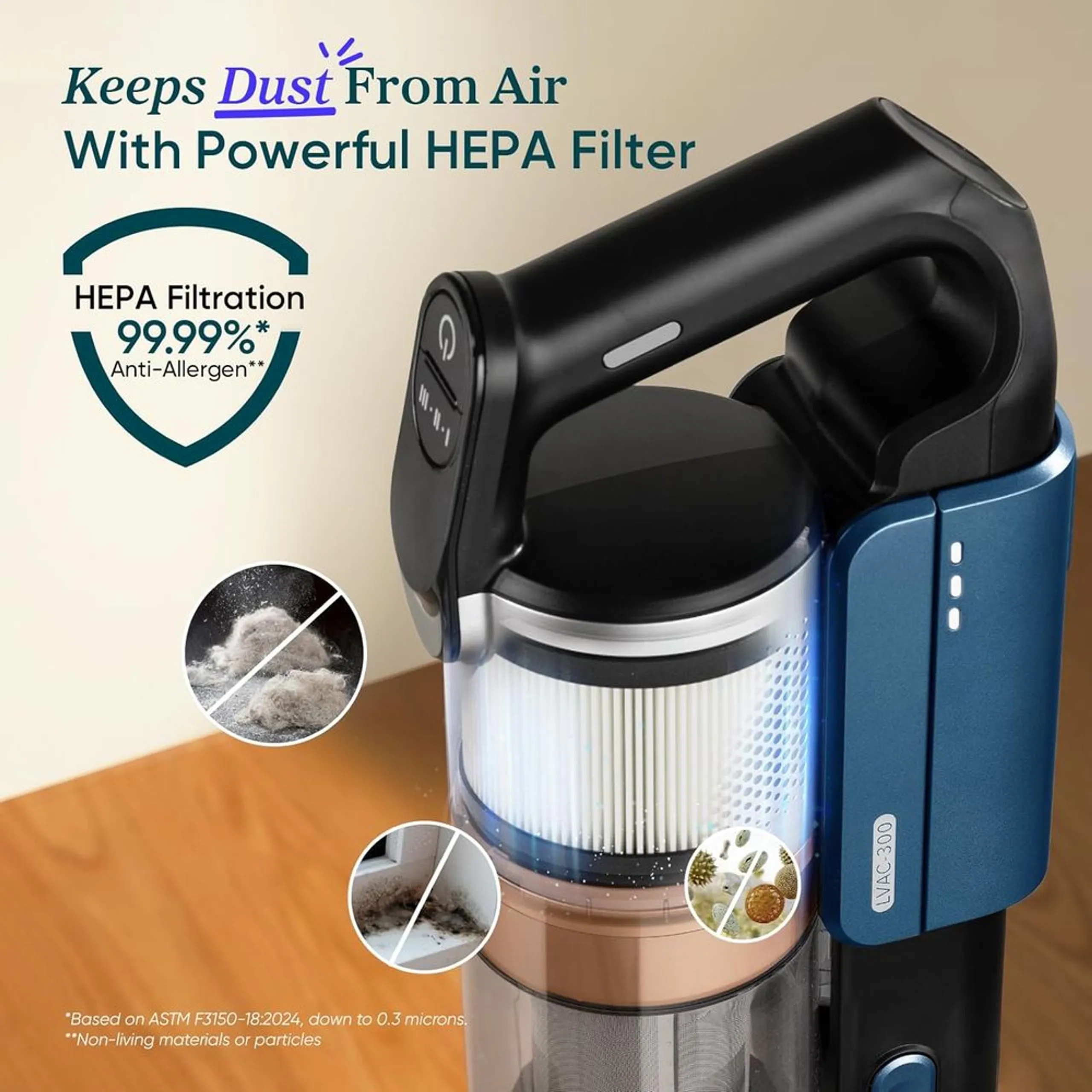 Cordless Vacuum Cleaner With HEPA Filter (LVAC-300)