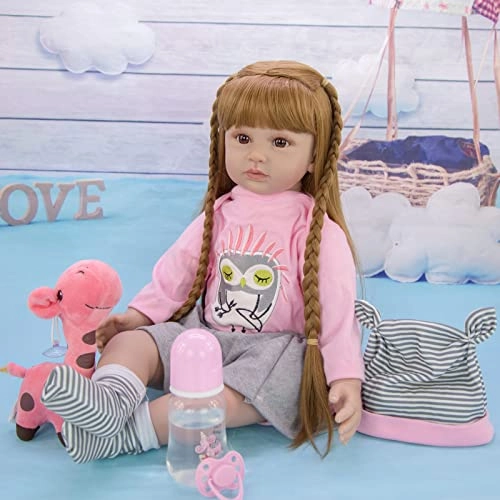 Reborn Baby Doll - 24 Inch Vinyl Cotton Body Pink Yarn Skirt Ages 3+