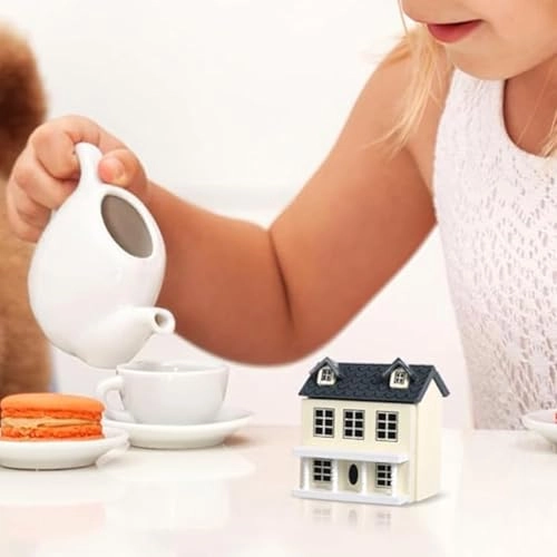 Miniature Wooden House - beige 7 x 6.5 x 6.1 cm