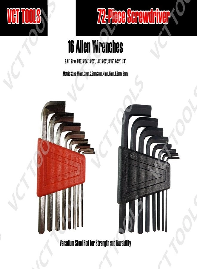 Magnetic Slotted and Phillips Screwdriver Set (72 Pcs)