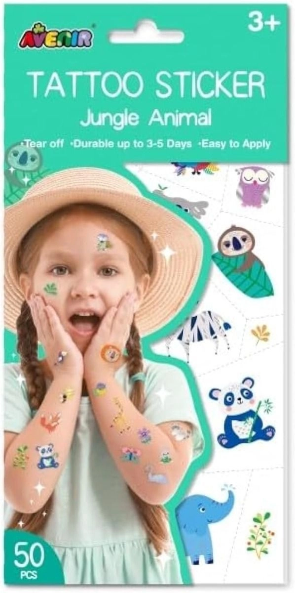 Avenir Jungle Animal Sticker Book Tattoos 50 pcs