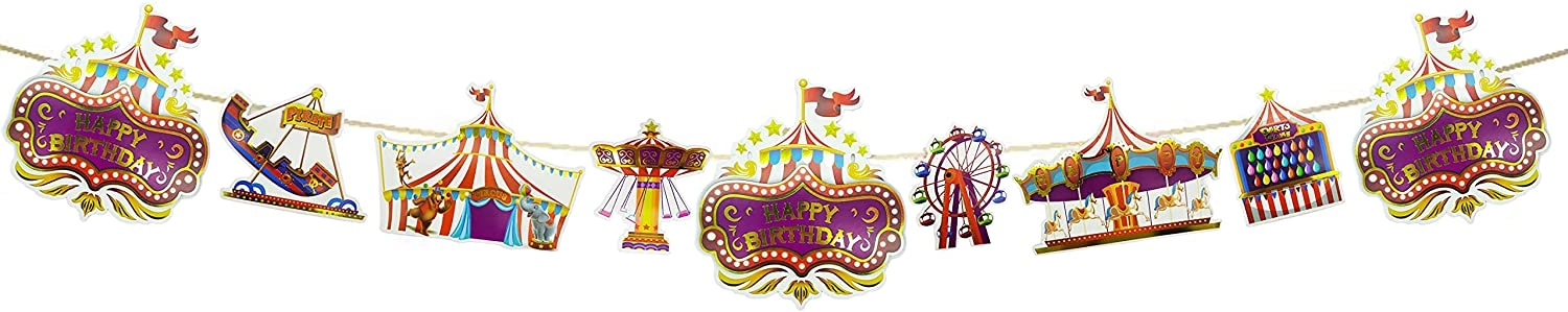 Party Time Trading LLC Carnival Happy Birthday Paper Banner