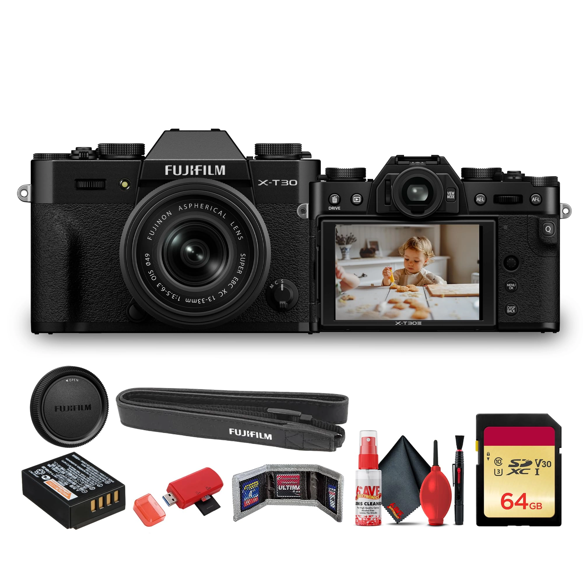 Fujifilm X-T30 III + 64GB Memory Card + Memory Card Wallet + Cleaning Kit