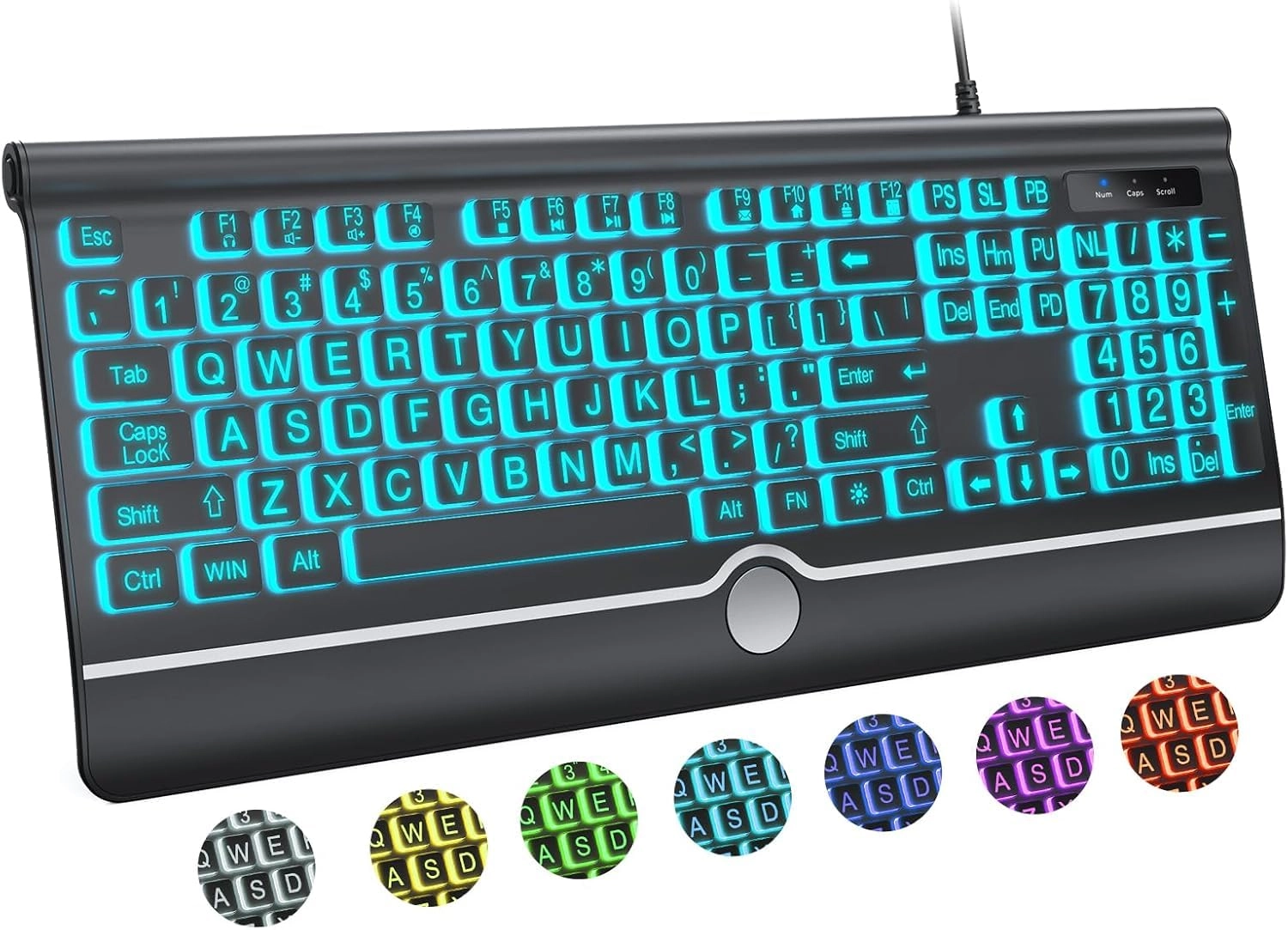 Large Letter Backlit Keyboard - QWERTY Wired