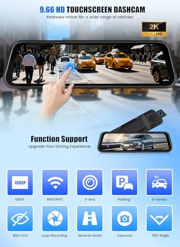 Mirror Touchscreen Dash Cam - 2K