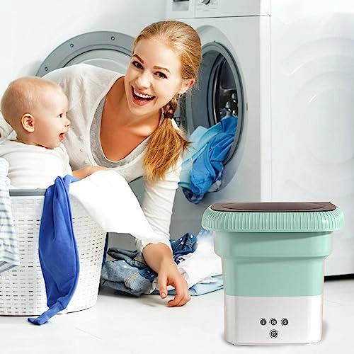 Mini Portable Washing Machine | Foldable Small Washer Machine For Travel Laundry | Folding Little Washing Dryer For Baby Clothes, Socks, Towels, Underwear