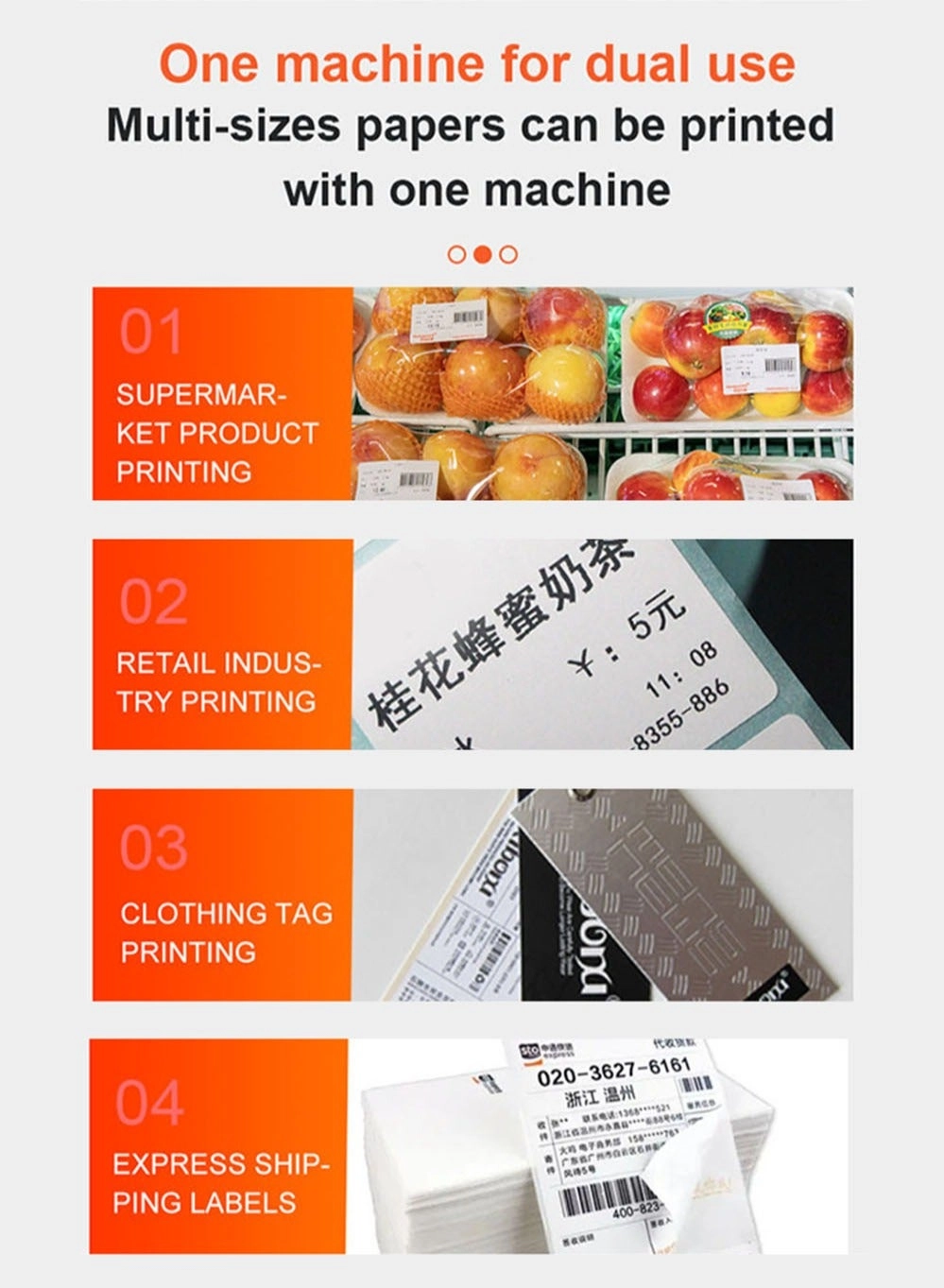 Thermal Label Printer - USB Bluetooth Connection Paper Slot