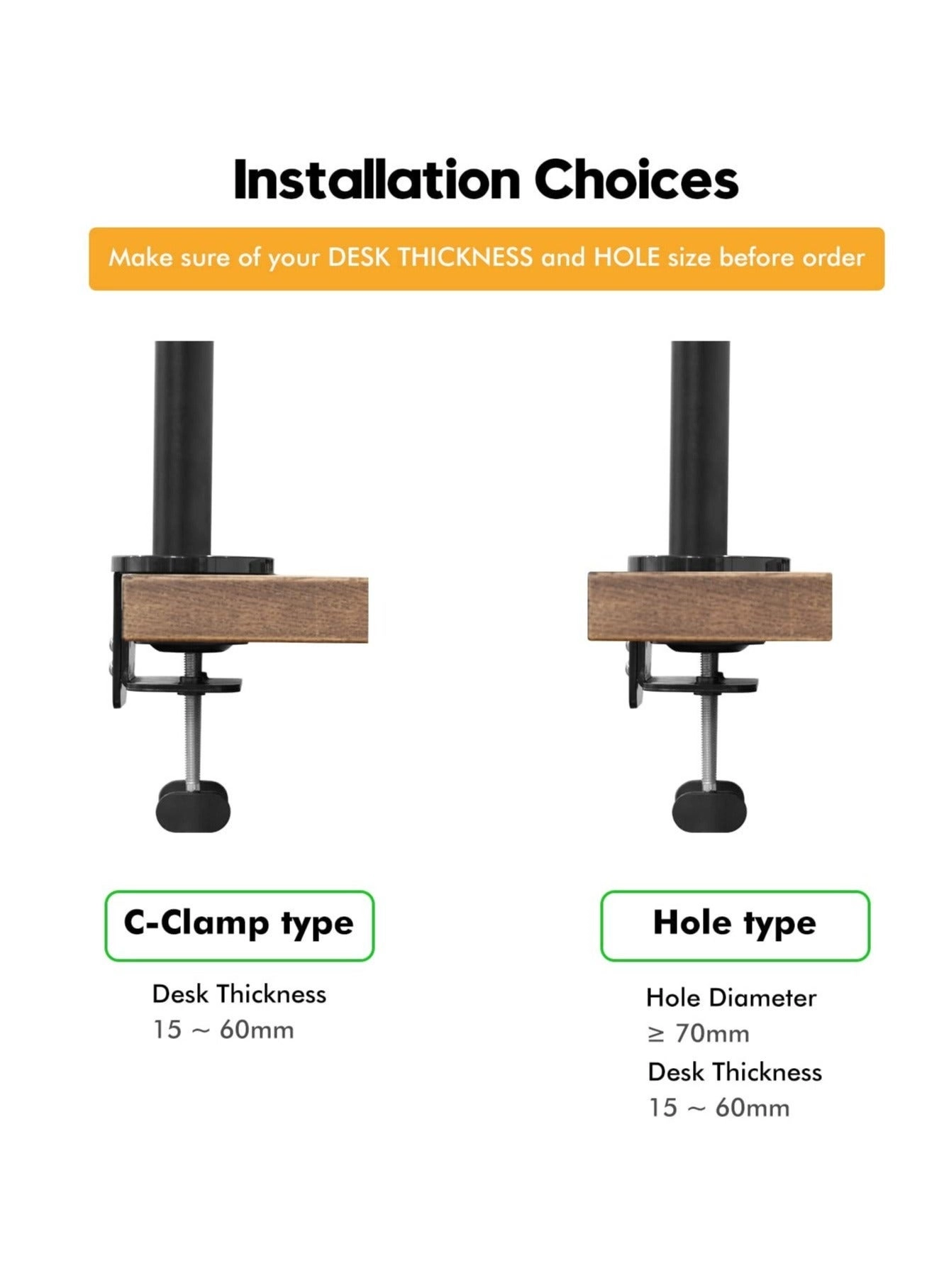 Laptop Monitor Mount - Dual Arm 17 to 32 Inch 100x100mm / 75x75mm