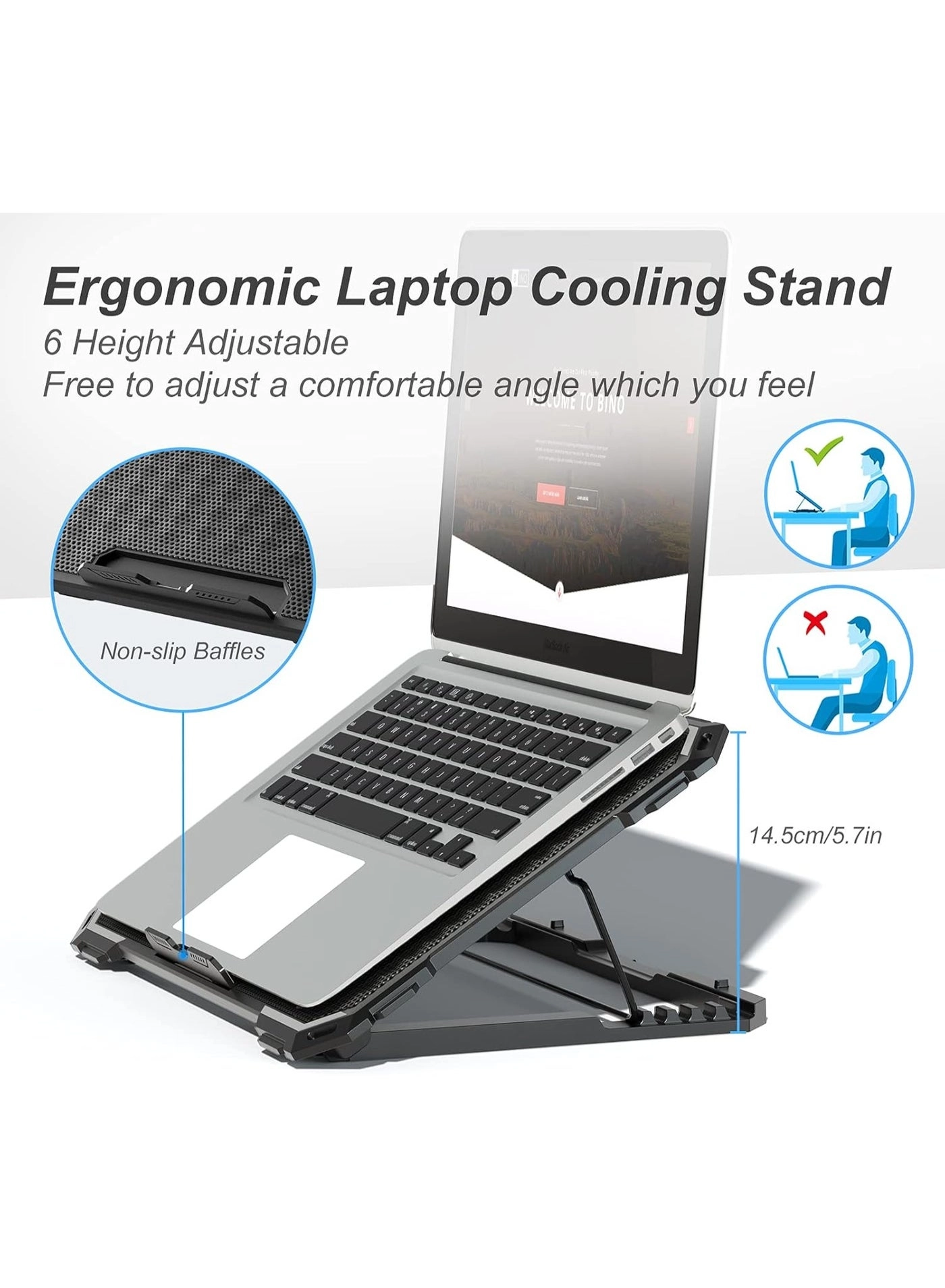 ICE COOREL Laptop Cooling Pad - 6 Fans 13-15.6 Inch