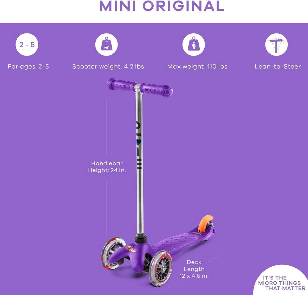 Mini Classic 3-Wheel Kick Scooter – LED