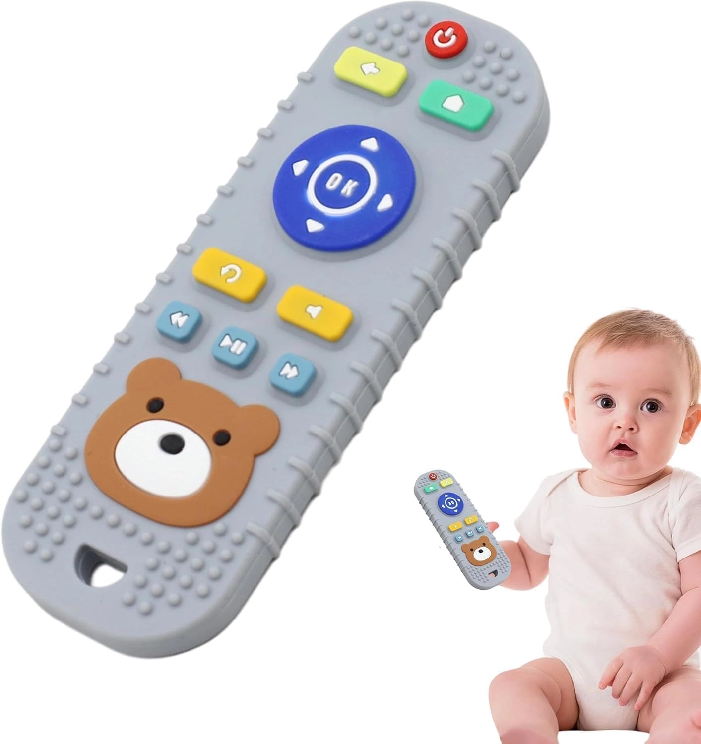 2 in 1 Teether - Beech Wood, Silicone