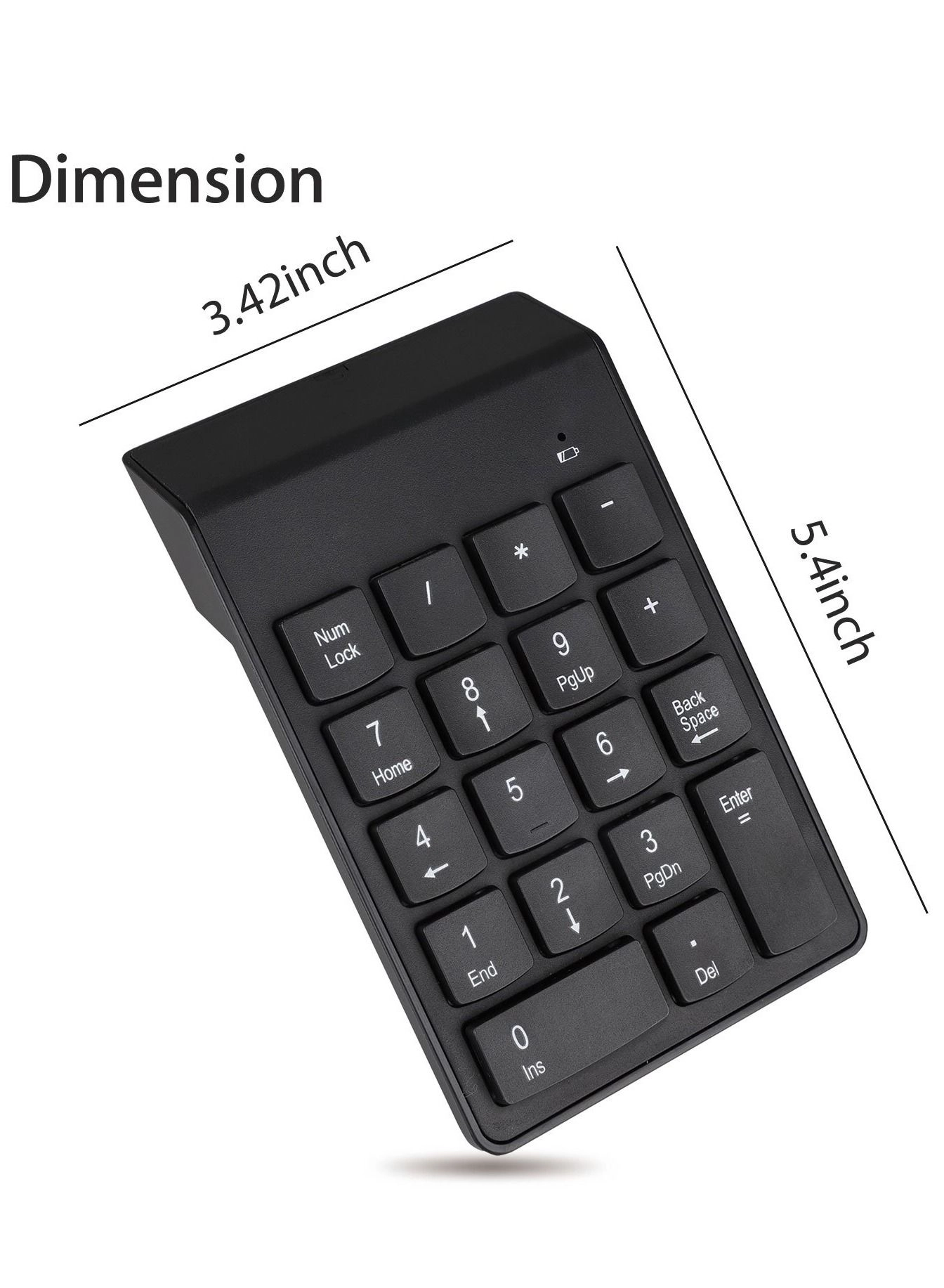 Mini Wireless Numeric Keypad - 18-Key 2.4GHz