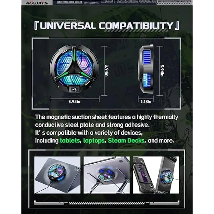 Magnetic Case with Temperature Display and Tablet Stand Holder for iPad, Surface Pro, Samsung Tab