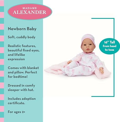 Middleton Newborn Baby Doll - 16 inch light skin green eyes