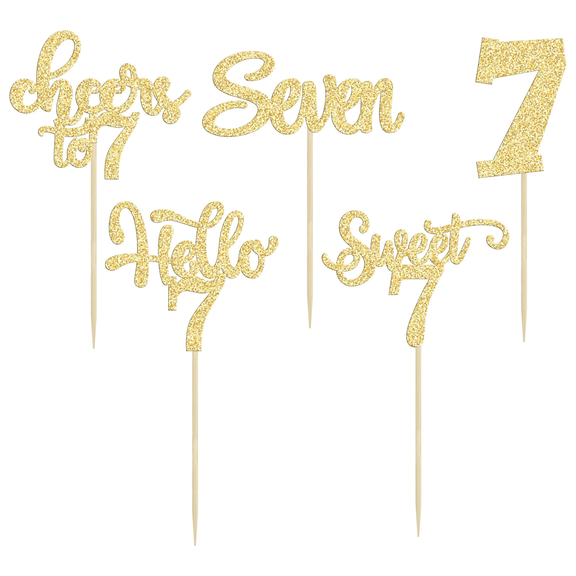 7th Birthday Cupcake Toppers - 30Pcs