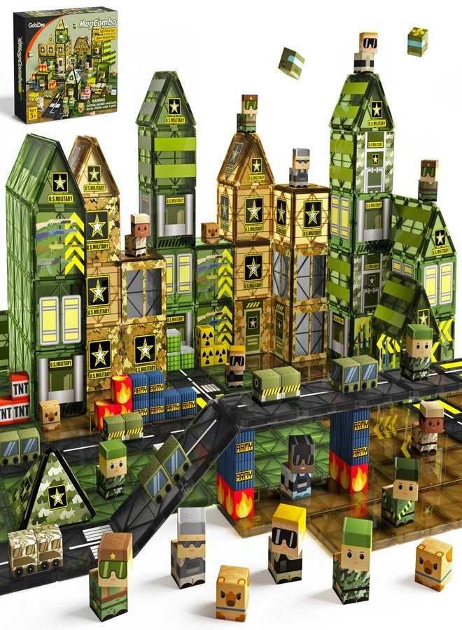 GobiDex MAGNETIC TILES - army men, military base 100 pcs