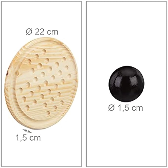 Solitaire Round Board - 33 Marbles Wooden Black