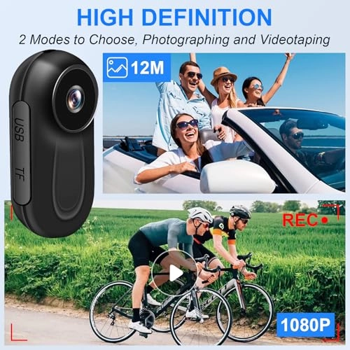 Yadayuki Mini Action Cam, 360° Portable Sports Camera with 0.85 Inch Display, HD 1080P Body Camera, Helmet Action Camera, Pet Camera, Motorcycle Sports Camera, Multifunctional Accessories