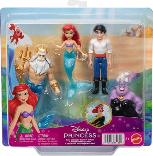 Ariel Little Doll - 9 cm Poseable + Prince Erik Little Doll + Ursula Little Doll + King Triton Little Doll