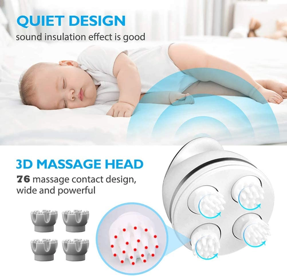 Portable Mini Handheld Scalp Massager - 4 Heads 84 Nodes Waterproof