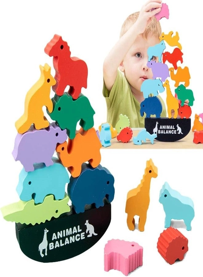 SHINETOY ENTERTAIN KIDS Wooden Animal Stacking Balance Game - 3 Years And Up 11 pieces