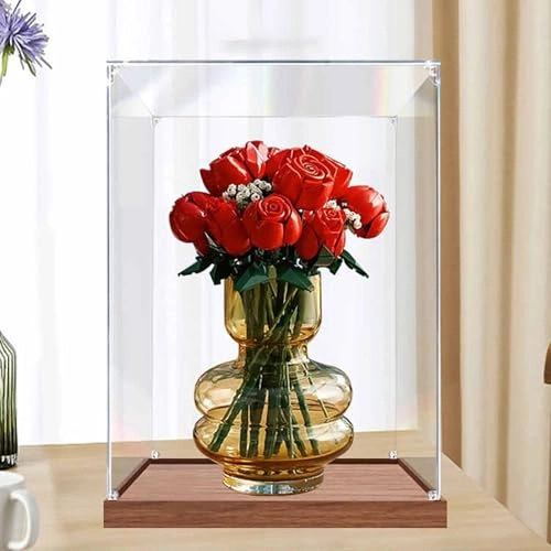 Acrylic Display Case - 10328 Wooden Base Transparent Dustproof