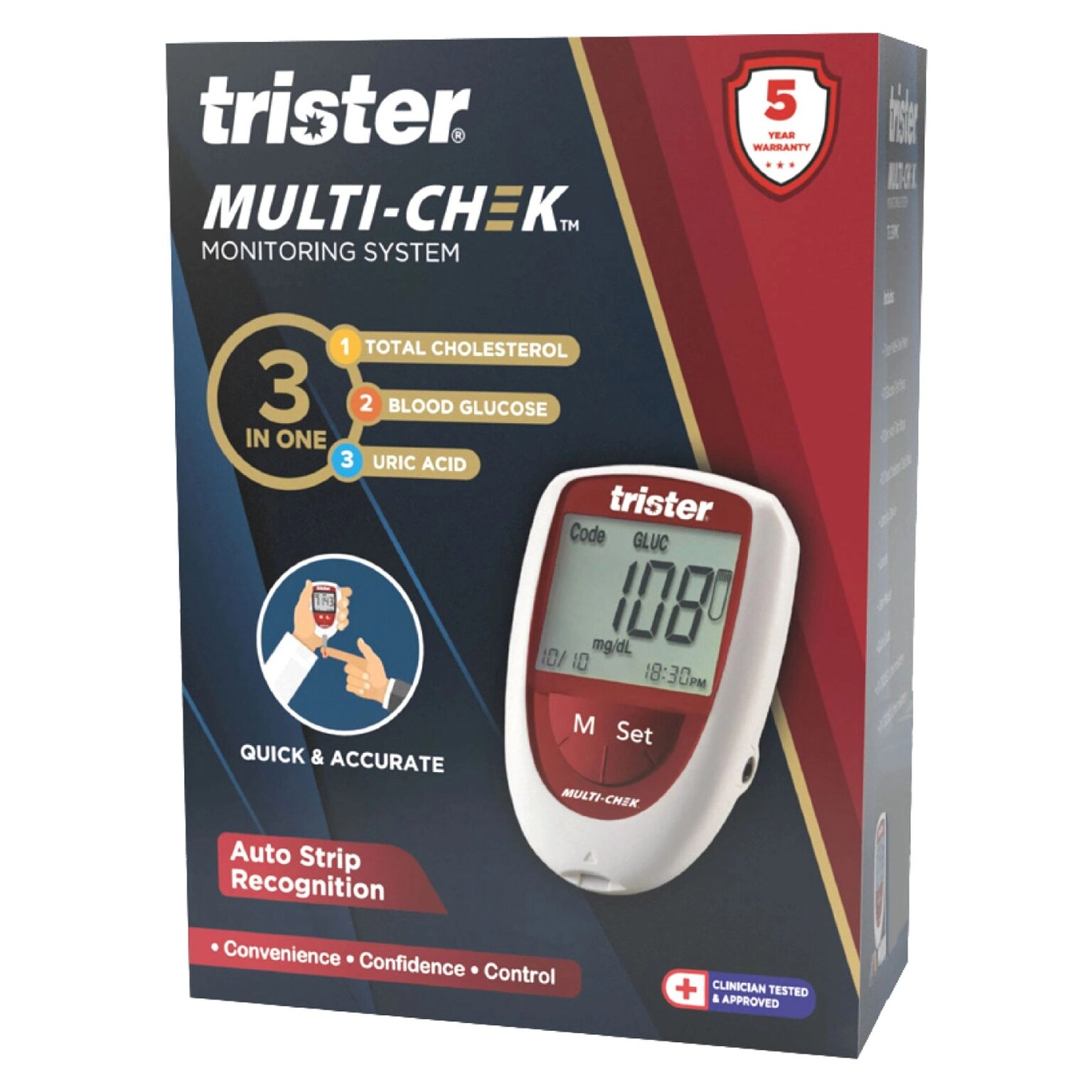 Nutripharm LLC Multi-Check Monitoring System - 3-in-1 Glucose Cholesterol Uric Acid