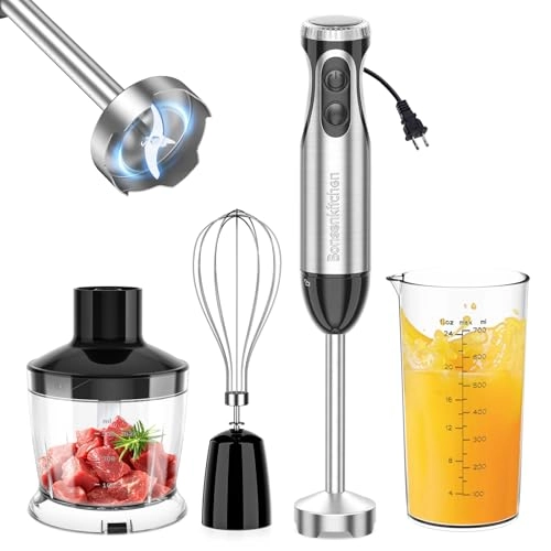 Immersion Blender - 20 Variable Speeds & Turbo, 4-in-1 Stainless Steel