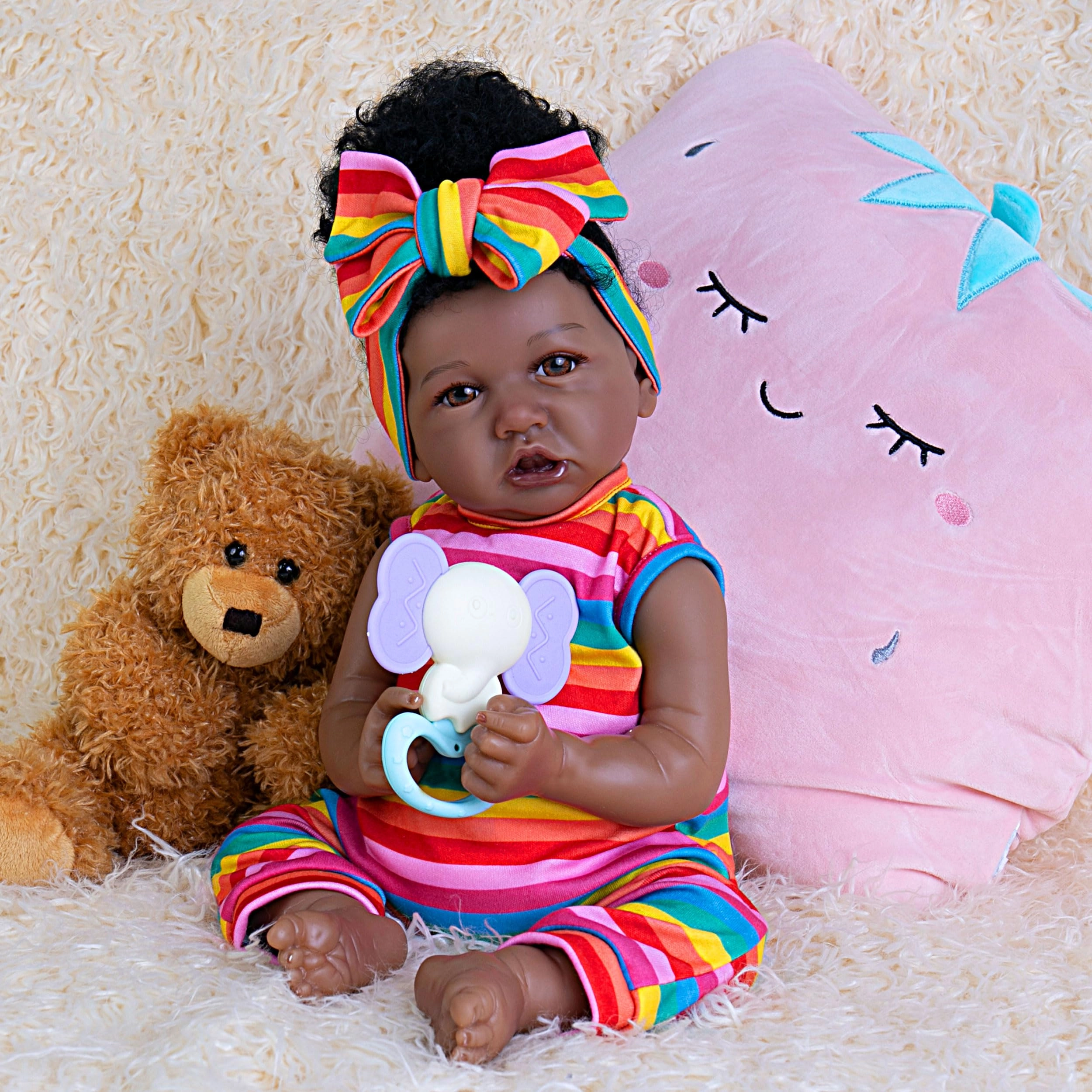 EKOKIZ Reborn Baby Doll - 20- Inch African American Ages 3+
