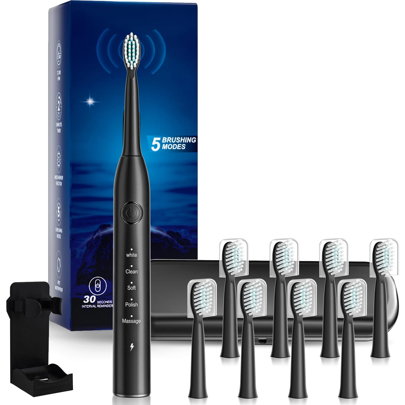 Rechargeable Electric Toothbrush - 8 Brush Heads 100 Day Battery Life