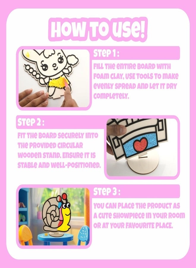 Wooden Rabbit, Honey Bee and Snail DIY Foam Clay Art Kit - 6+ years 3 pcs