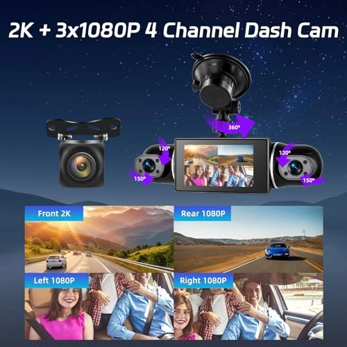 360° 4 Channel Dash Cam - 2K